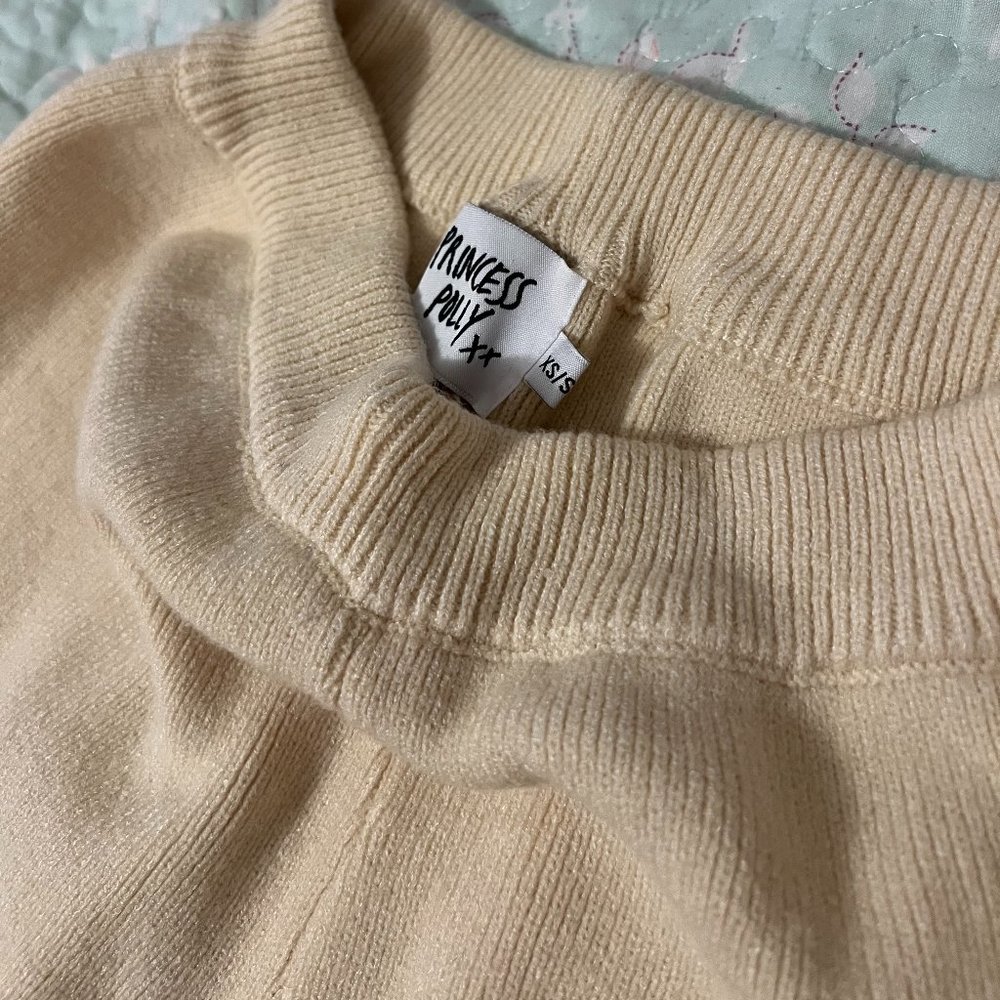 Princess Polly Knit Cream Wide Leg Sweats - Picture 2 of 3